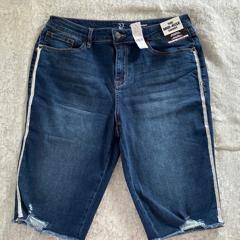 New York & Co. Dark Denim shorts with 13” Inseam